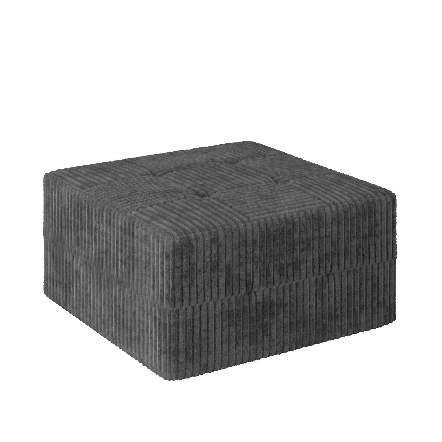 Peregrine Mid-Century Modern Square Corduroy Ottoman, Gray