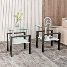 Melo Modern Glass Top Side Tables (Set of 2)