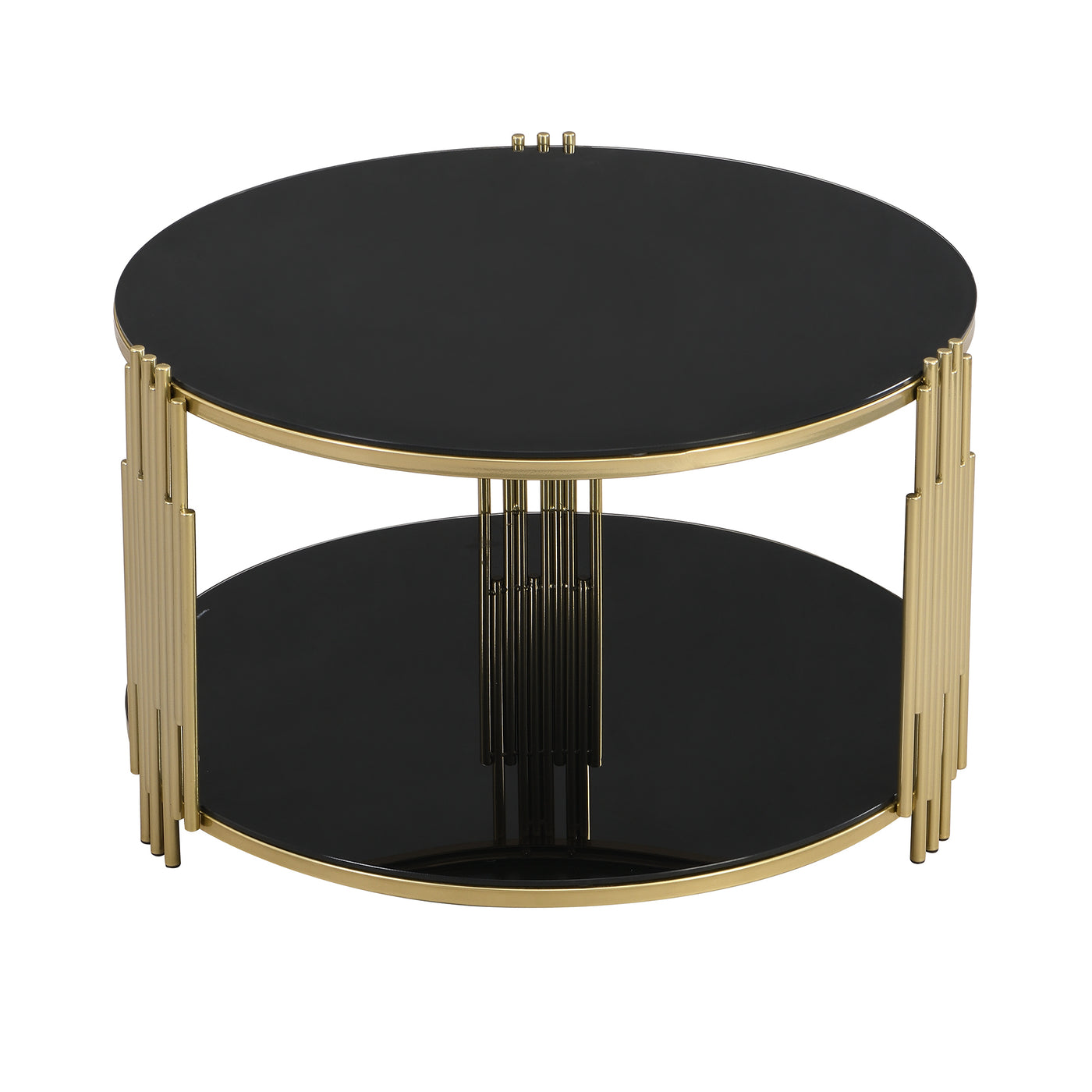 Clover Modern Black Mirror Top Coffee Table with Gold Frame