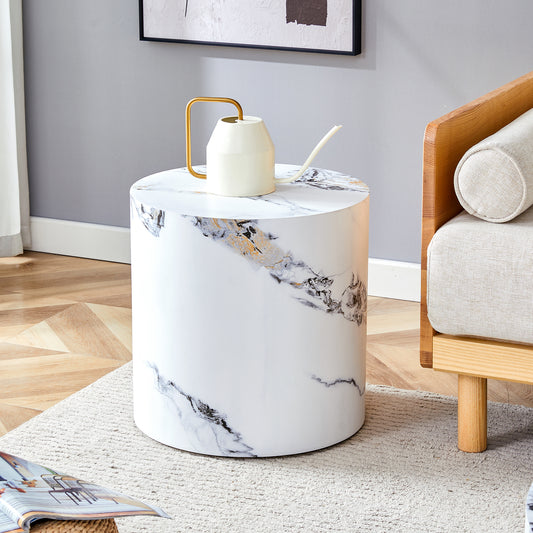 Holliday Modern Round Faux Marble Print Side Table