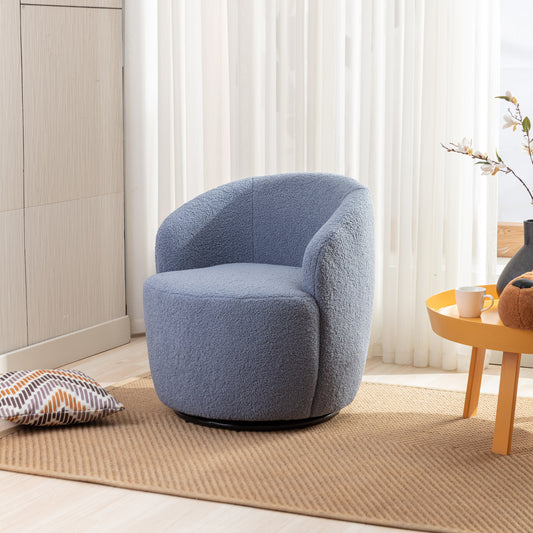 Trinity Teddy Upholstered Swivel Barrel Chair - Light Blue