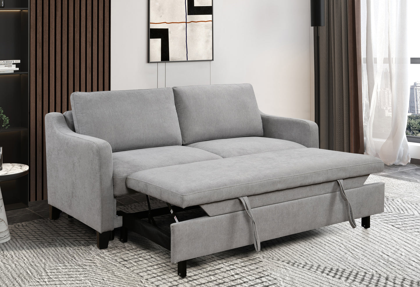 Stella 69" Modern Queen Sleeper Sofa - White/Gray