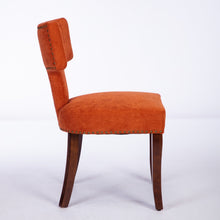 Mid Century Modern Farmhouse Linen Fabric Upholstered Dining Chairs Set of 2 Orange
