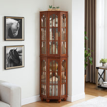 Connie Corner Curio Cabinet with 4 Adjustable Tempered Glass Shelves, Walnut