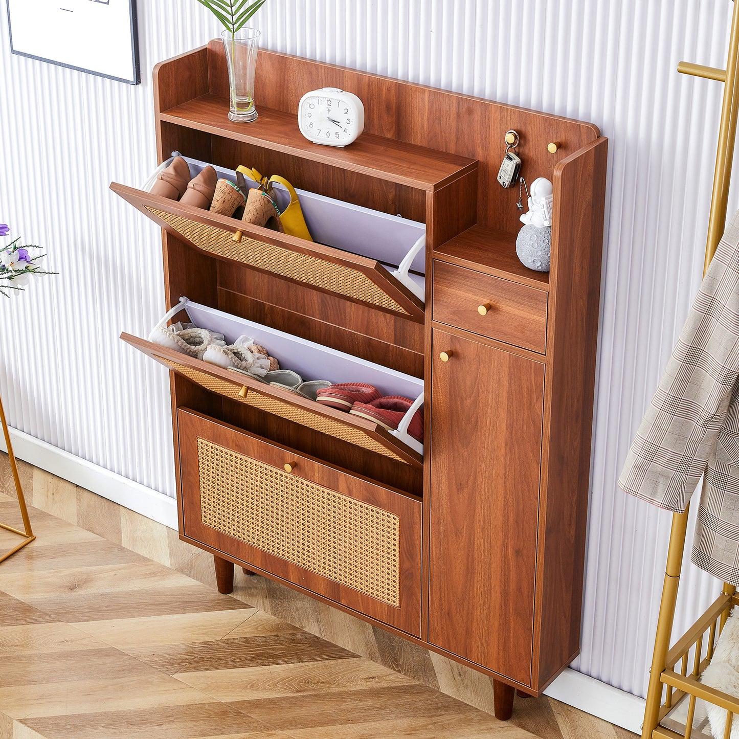 Tranquility Mid-Century Modern Cabinet with Shoe Storage