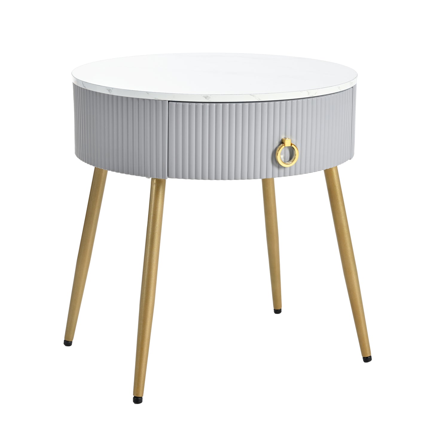 Allison Modern Fluted End Tables with Faux Marble Top (Set of 2)