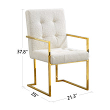 Brax Modern Linen Arm Chair with Gold Frame - White