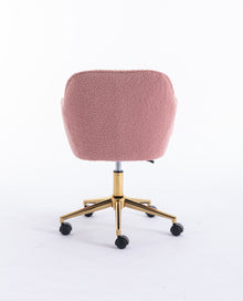 Miscon Teddy Fabric Upholstered Office Chair with Gold Base - Pink