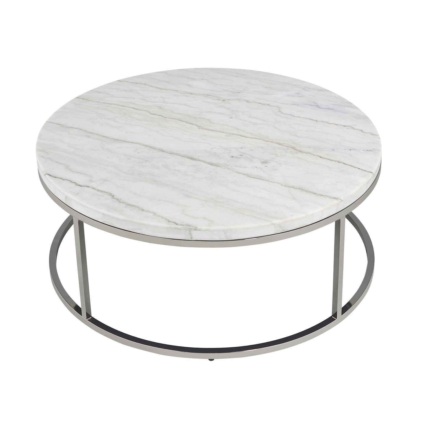 Zaidee Mable Top & Nickel Finish Coffee Table