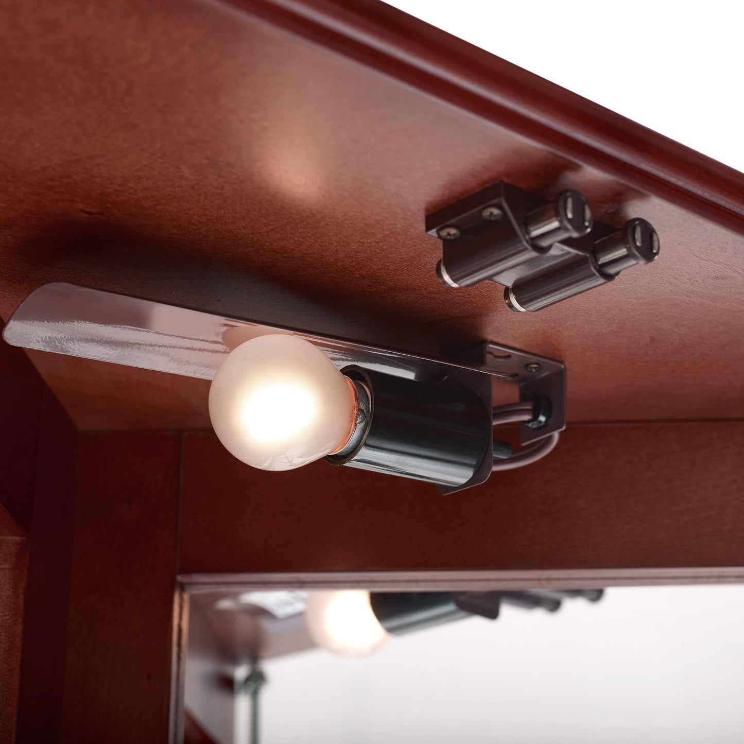 Cora Traditional Curio with Adjustable Shelves & Mirror Back, Cherry