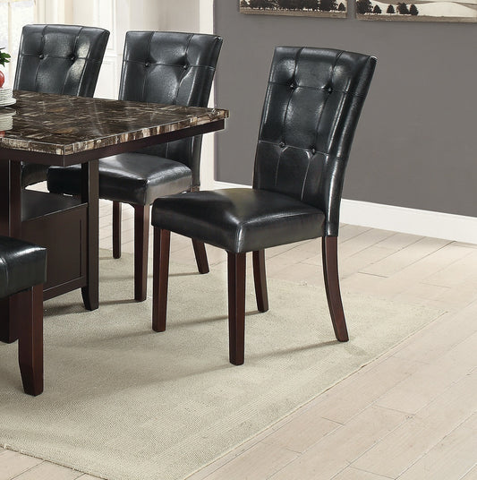 Bali Contemporary Leatherette Parson Chairs (Set of 2) - Black