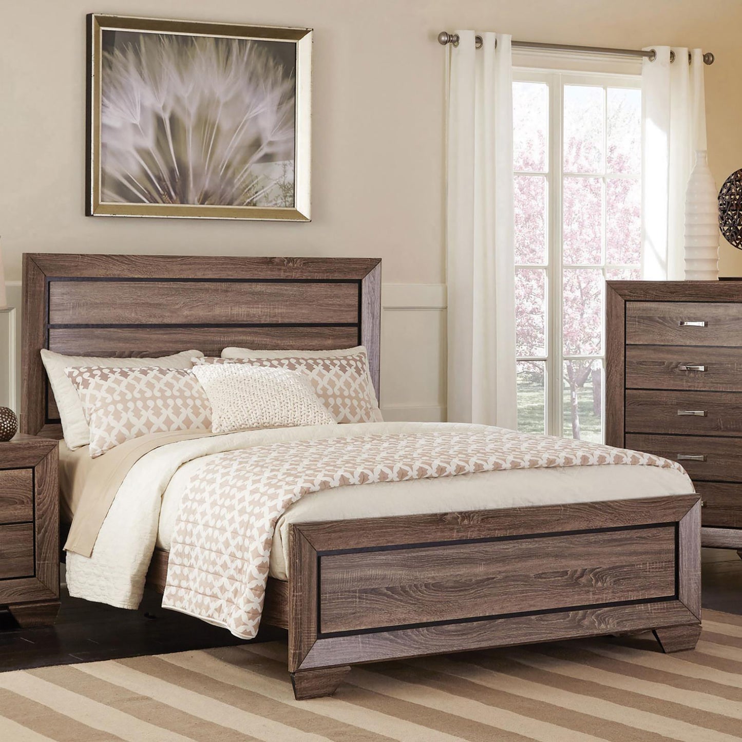Kauffman Washed Taupe Queen Panel Bed
