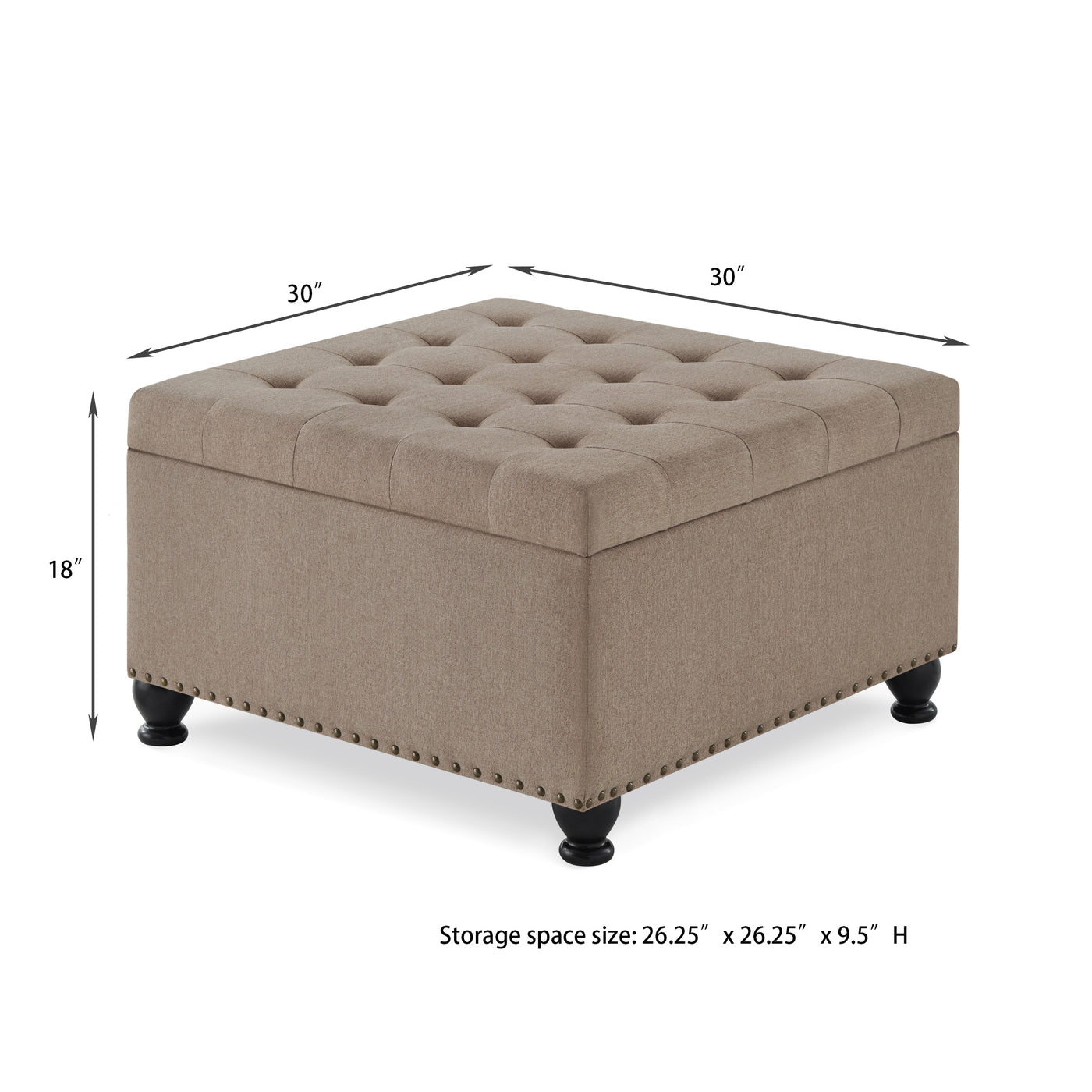 Trent Traditional Linen Storage Ottoman with Turned Feet - Brown