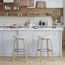 Alden Swivel Fabric Bar Stool (Set of 2) – Beige