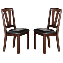Lester Solid Wood Side Chairs in Dark Walnut with Espresso Leatherette Seats Set of 2