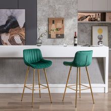 Ednita 30" Velvet Bar Stool with Gold Legs - Green