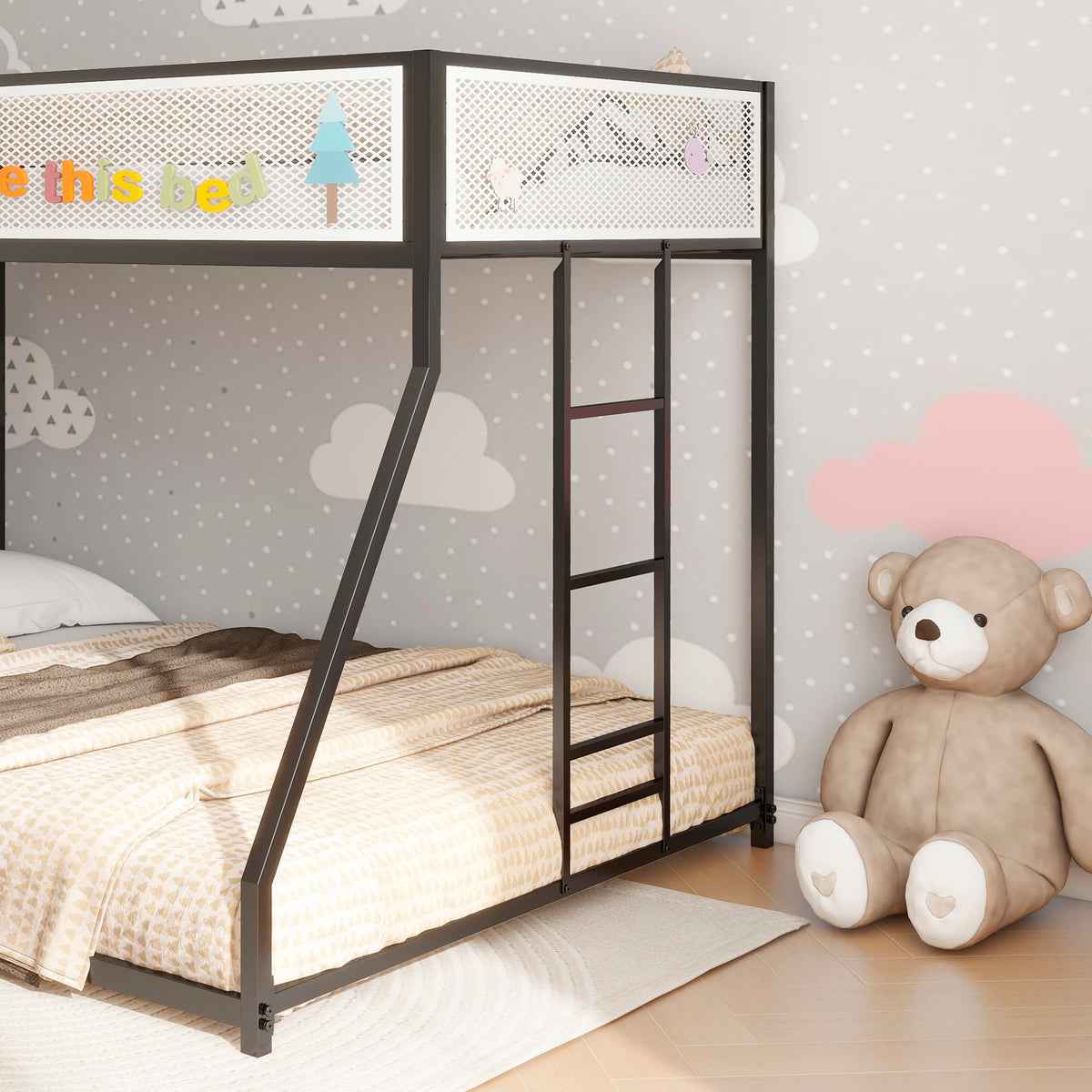Arthur Twin over Full Metal Bunk Bed, Black