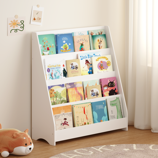 Rowan 4-Tier White Kids Book Display Shelf