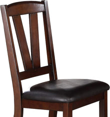 Lester Solid Wood Side Chairs in Dark Walnut with Espresso Leatherette Seats (Set of 2)