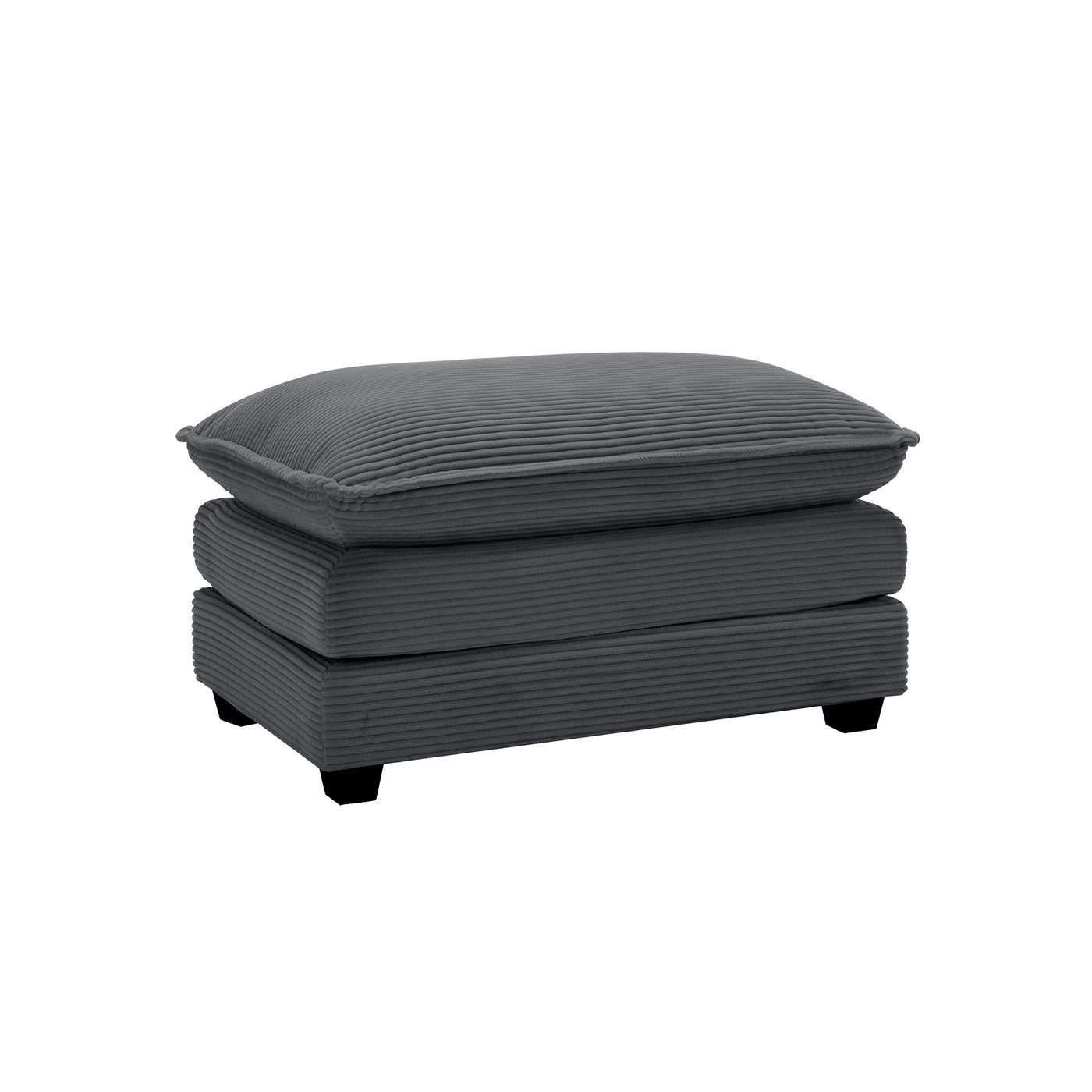 Wrenley Large Corduroy Upholstered Ottoman, Gray
