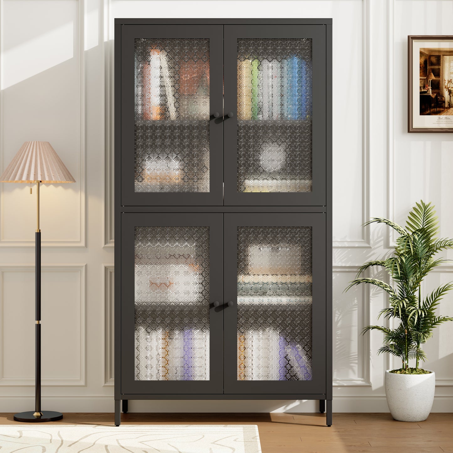 Shelton Modern Steel 4-Shelf Bookcase Cabinet, Black