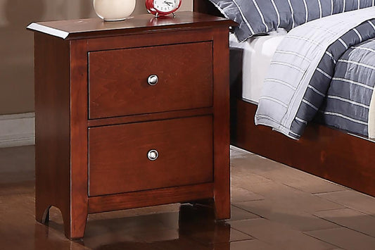 Benjamin Simple Wooden 2-Drawer Nightstand , Cherry