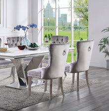 Emma Velvet Wingback Chairs with Mirrored Silver Legs (Set of 2), Gray