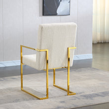 Brax Modern Linen Arm Chair with Gold Frame - White