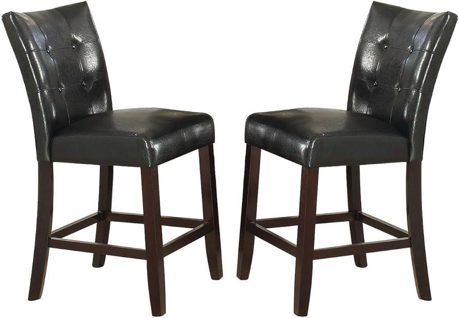 Bali Modern Leatherette Counter Height Chairs (Set of 2) Black