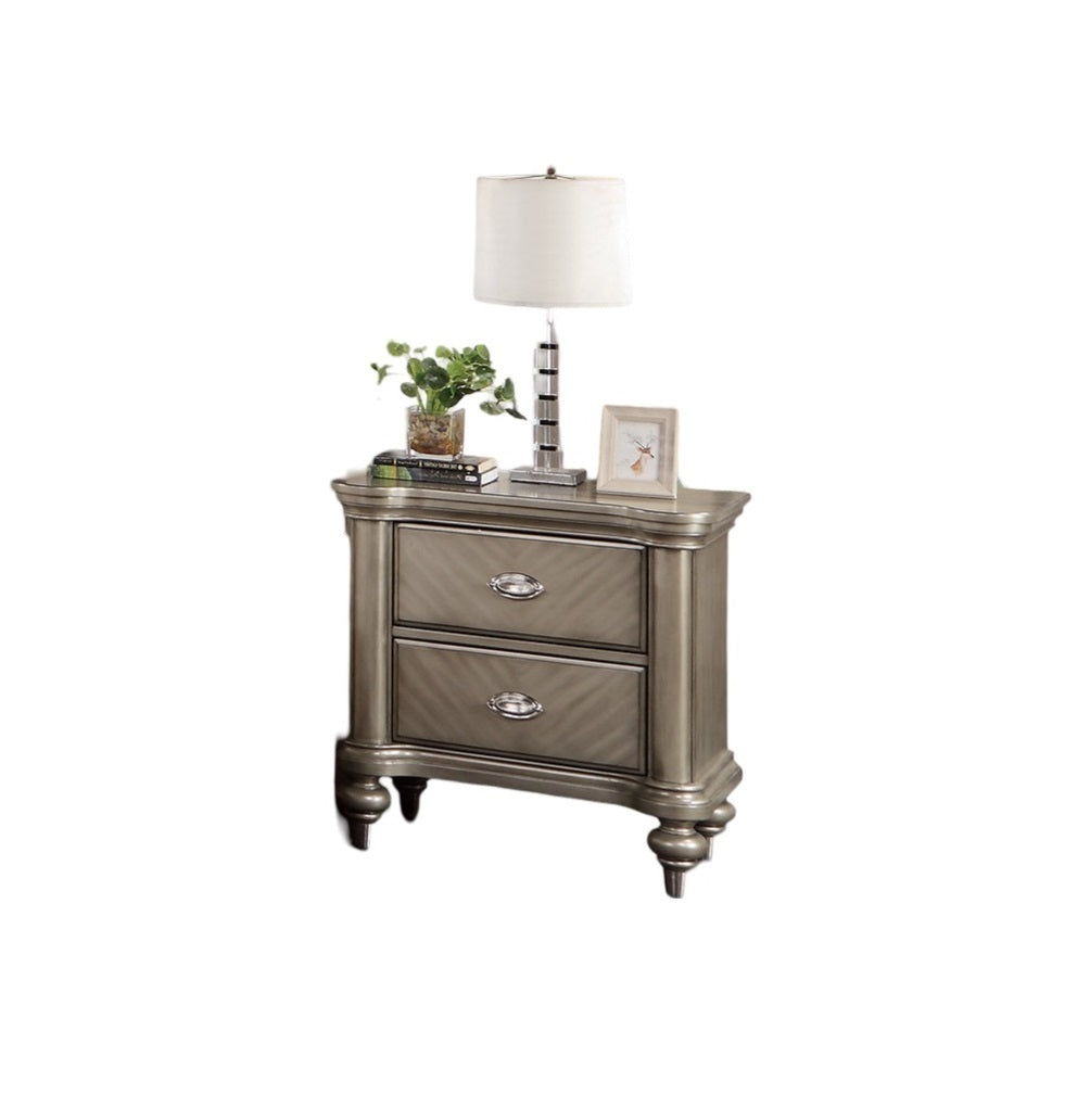 Ava Antique Silver / Champagne Finish Nightstand