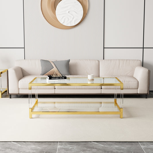 Mira Modern Minimalist Gold & Acrylic Coffee Table