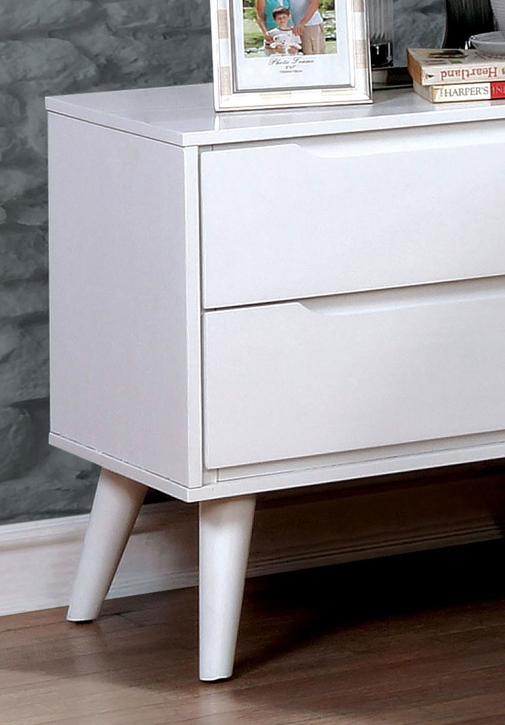 Lennart White Finish Mid-Century Modern Nightstand