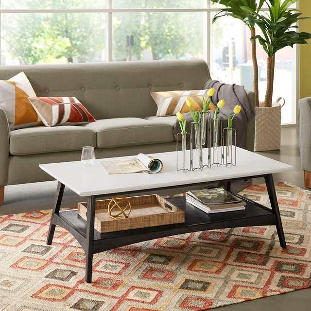 Parker Mid-Century Modern Side Table, White & Black