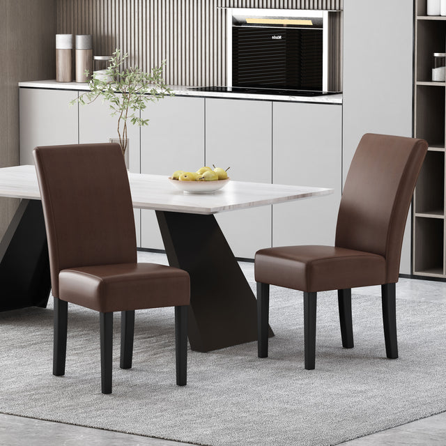 Faron Modern PU Leather Side Chairs (Set of 2) Brown
