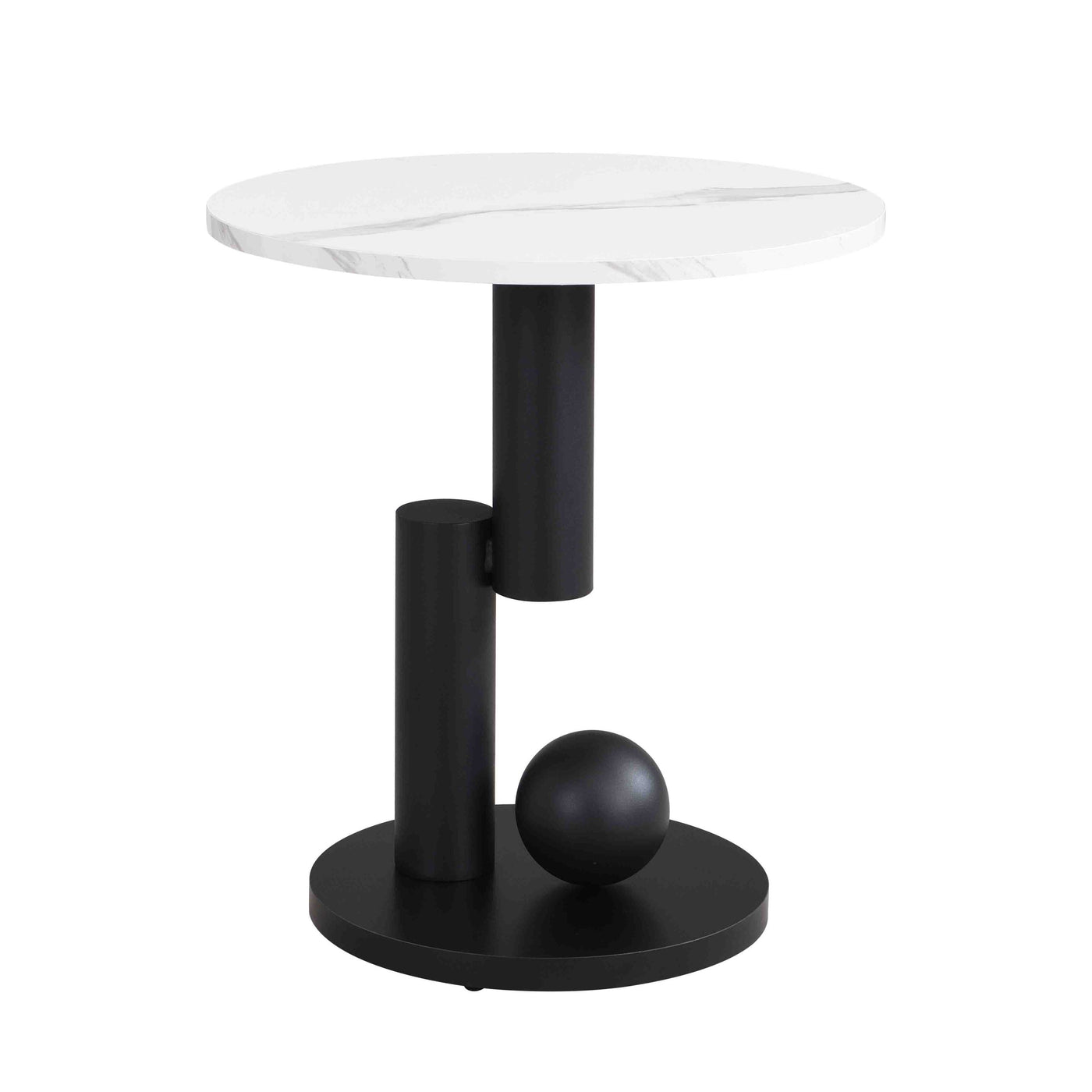Flossie Modern Oval Nesting Table Set with Faux Marble Top, Black & White