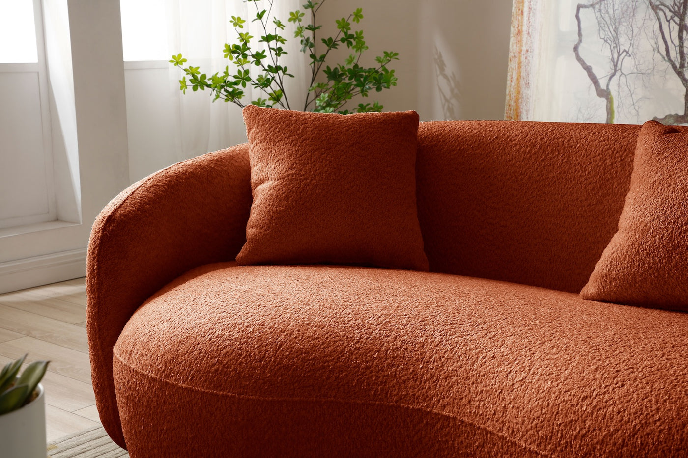 Peregrine Mid-Century Modern Curved Sofa - Orange