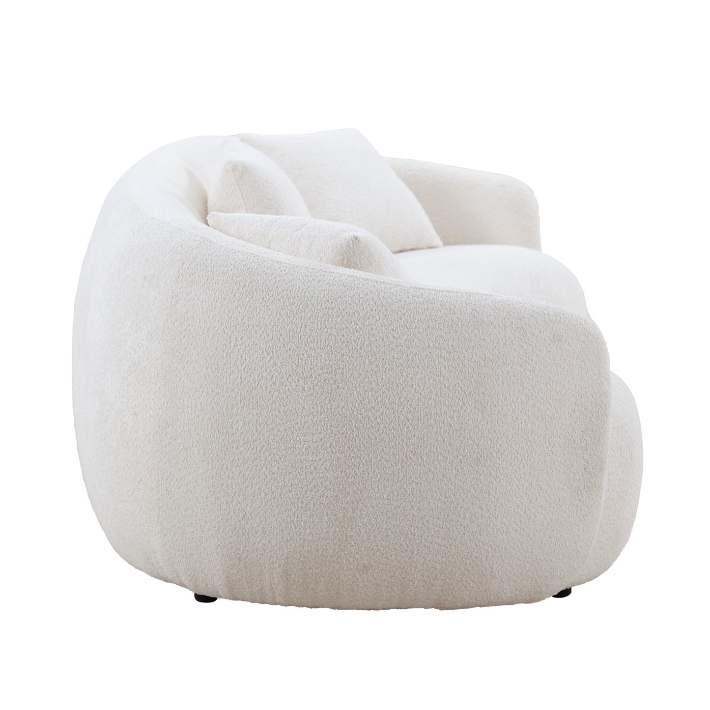 Peregrine Mid-Century Modern Curved Boucle Cloud Sofa - Off-White