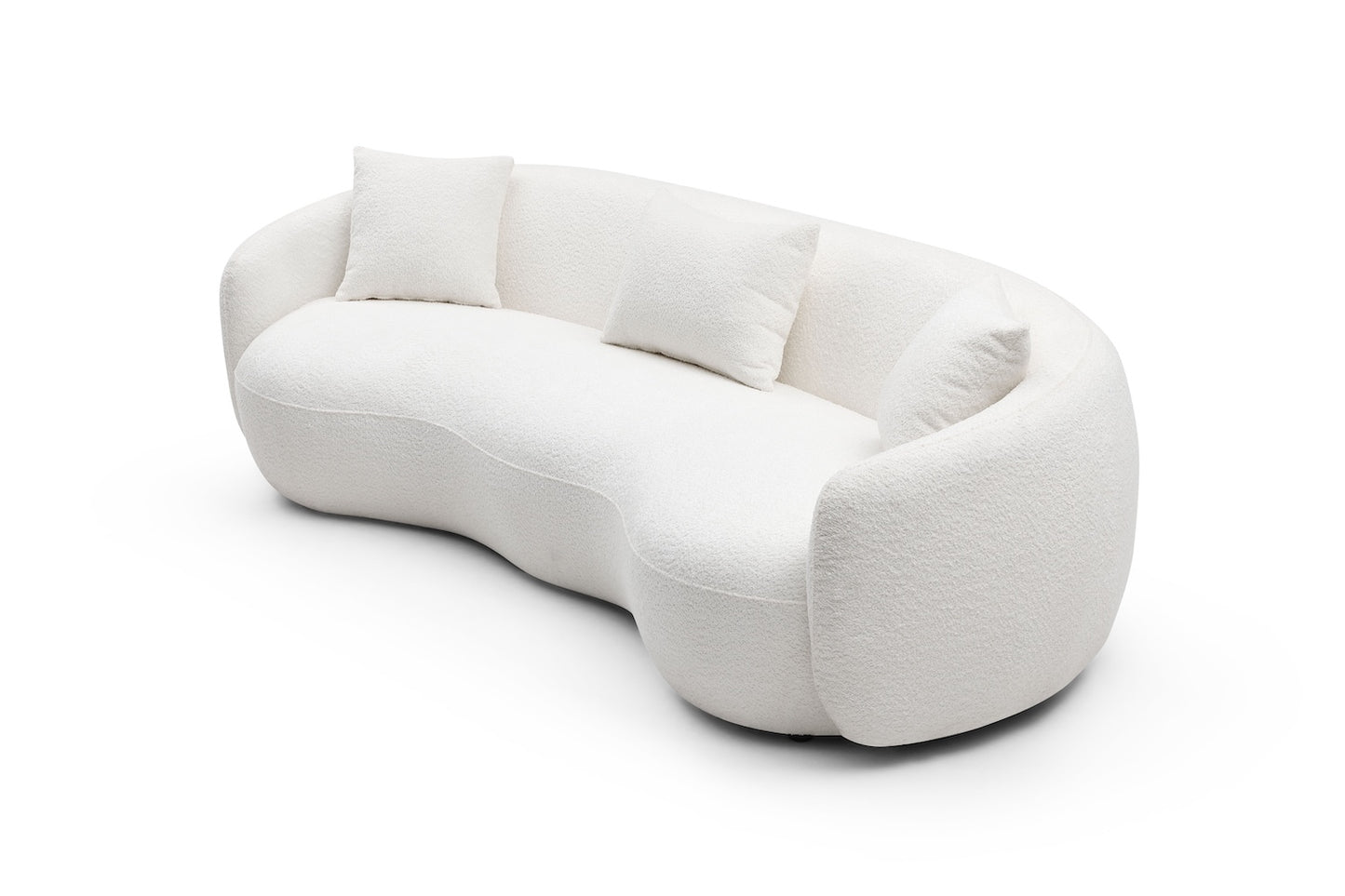 Peregrine Mid-Century Modern Curved Boucle Cloud Sofa - Off-White