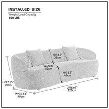 Silas Mid Century Modern Curved Bouclé Sofa, Brown