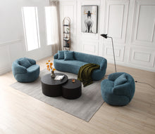 Silas Collection Bouclé  Swivel Chair, Light Blue