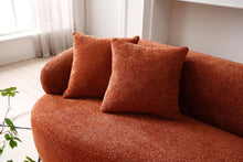 Silas Mid Century Modern Curved Bouclé Sofa, Orange