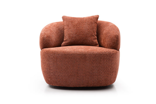 Silas Collection Bouclé  Swivel Chair, Orange