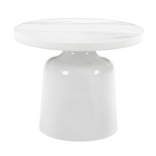 Zaid Engineering Marble & White High Gloss Finish End Table
