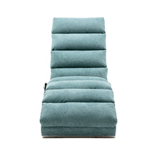 Modern Linen Chaise Lounge with Massage Function & Remote in Teal
