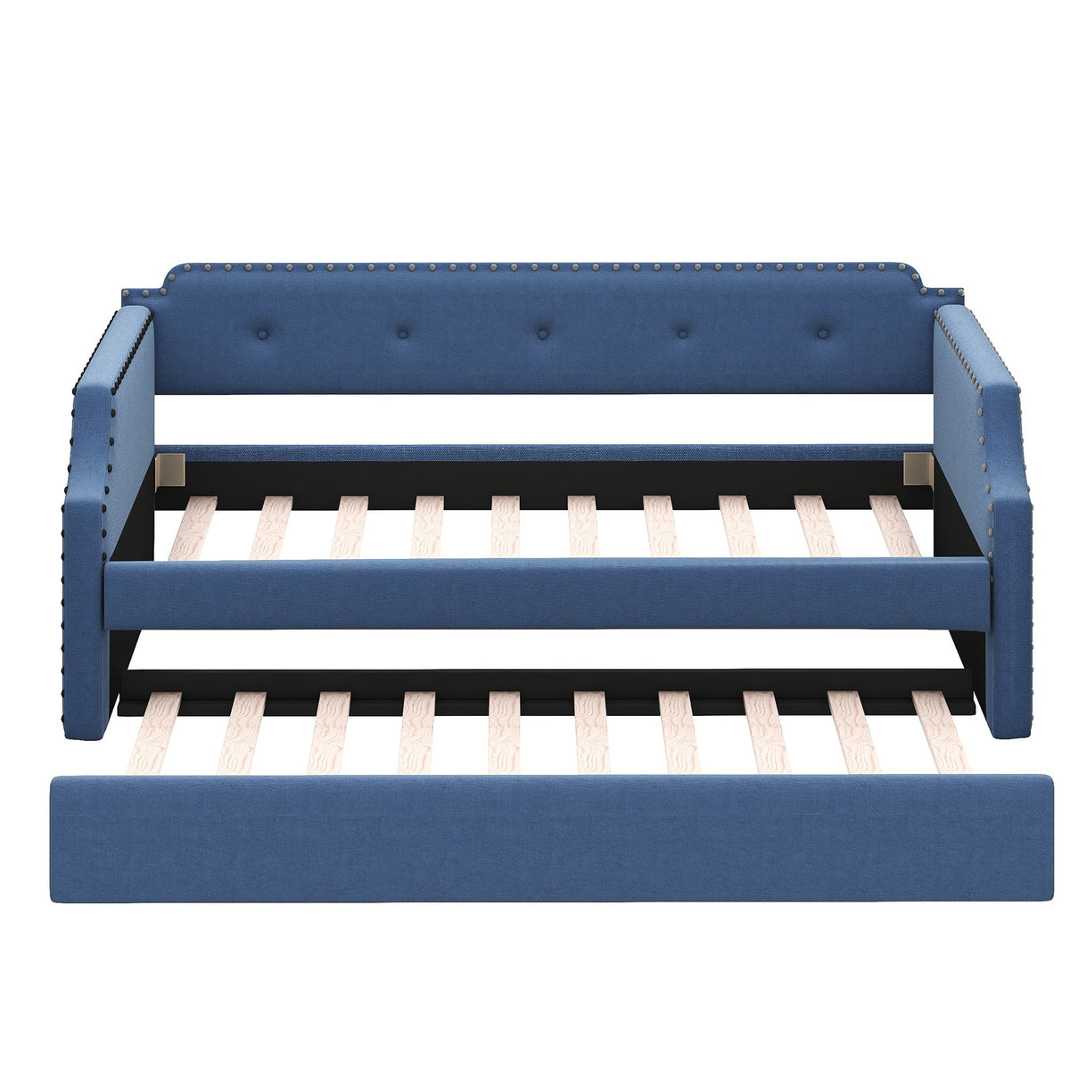 Contemporary Twin Size Blue Linen Daybed & Trundle