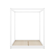 Queen Size Canopy Platform Bed with Support Legs,White