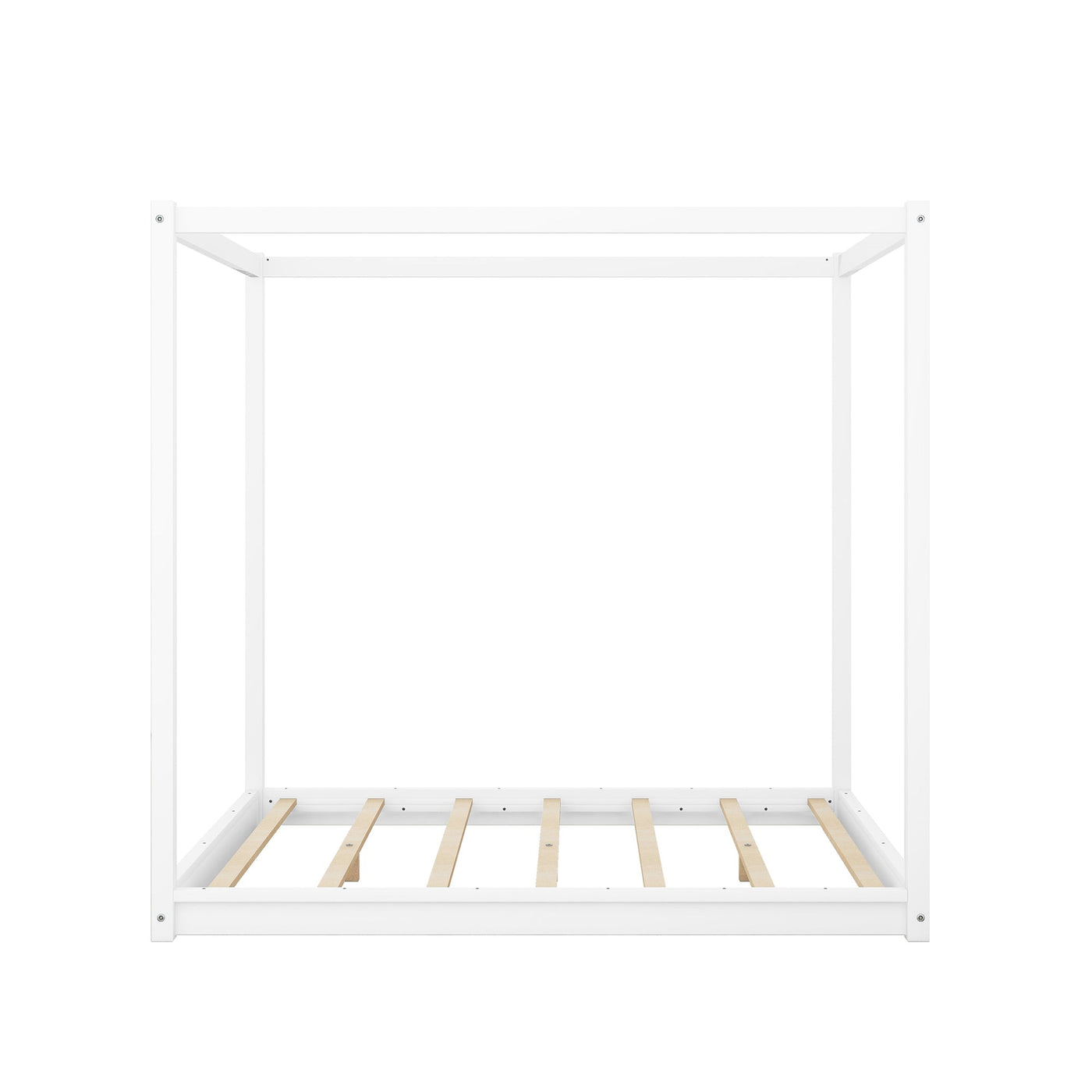 Queen Size Canopy Platform Bed with Support Legs,White