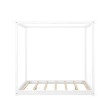 Queen Size Canopy Platform Bed with Support Legs,White