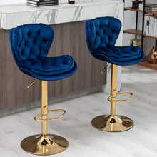 Modern Adjustable Height Tufted Velvet Swivel Bar Stools Set of 2