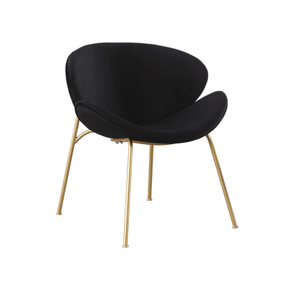 Artisan Furniture Modern Velvet Dining Chair with Gold Legs Set of 2 - Black
